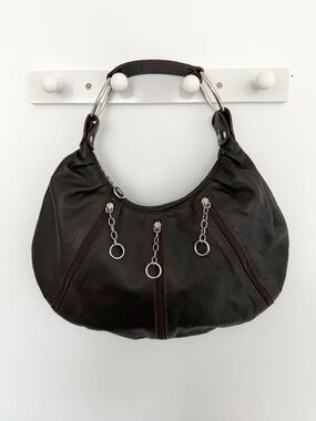 Y2K Desmo Chocolate Brown Leather Hobo Shoulder Bag